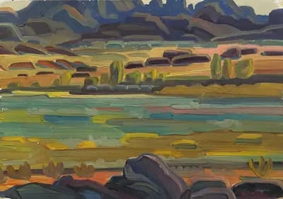 Горная палитра (1973). Дужнов Анатолий (1942–2003). картон, масло, 47×33 см