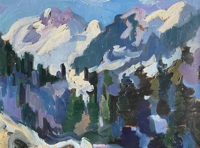 Алма арасан. Есмагамбетов Серик (1961–2006). картон, масло, 51×70 см