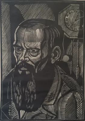 Достоевский (1968). Гурьев Альберт (1937–2011). линогравюра, 31×47 см