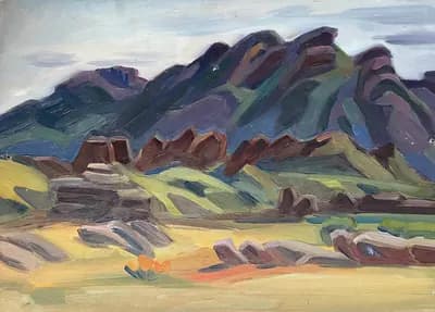Горные массивы (1973). Дужнов Анатолий (1942–2003). картон, масло, 50×35 см