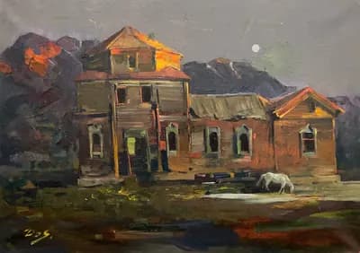 Старая школа. Касымов Д.. холст, масло, 70×50 см