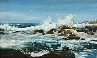 Каспий тенизи, Актау (2008). Кулбаев Амирхан. холст, масло, 100×64 см