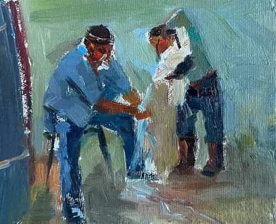 Этюд 6. Бата (2020). Акашев Курмангазы (р. 1964). картон, масло, 21,2×17 см