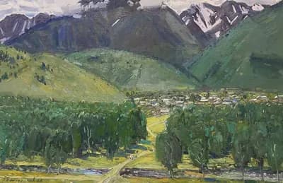 Ауыл. Топқайын. Баймуханов Геймран (р. 1961). холст, масло, 60×40 см