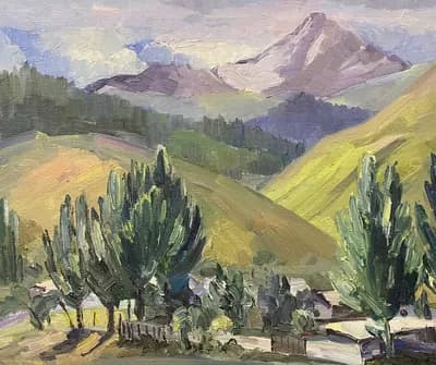 Қара бұлақ ауылы (2013). Кайдаров Малик (р. 1964). холст, масло, 49×59 см