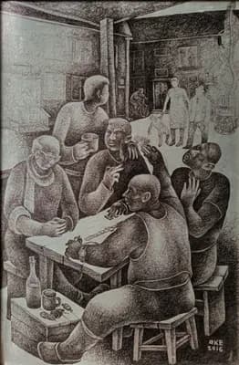 Домино (2016). Есенбаев Оразбек (р. 1960). шелкография, 60×40 см