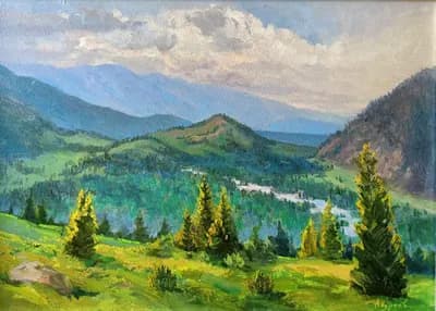 Өрел өзені (2025). Абдреев Марат (р. 1965). холст, масло, 55×75 см