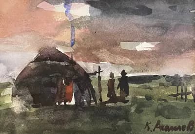 серия акварель №1. Акашев Курмангазы (р. 1964). бумага, акварель, 19,5×13,5 см