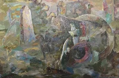 Әуез Ғұмыр. Кабылдинов Ж. (р. 1958). холст, масло, 140×90 см