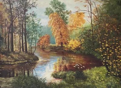 Золотая осень. Макаров Г.. картон, масло, 80×60 см