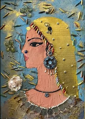 Индиянка (2003). Калимова Д.. картон, масло, 50×34 см