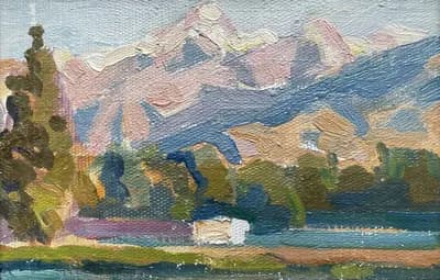 Горы. Баландин В. А. (р. 1926). картон, масло, 19,7×13 см