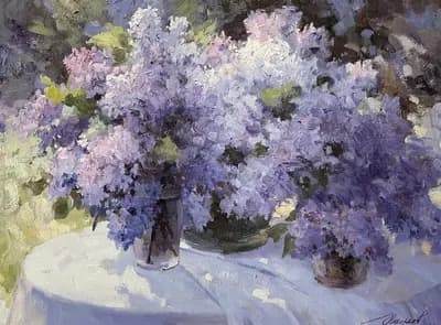 Сирень. Николаев Ю.. холст, масло, 80×60 см