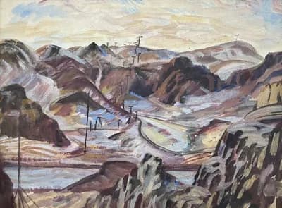 Горный пейзаж (1971). Дужнов Анатолий (1942–2003). картон, масло, 32×24 см
