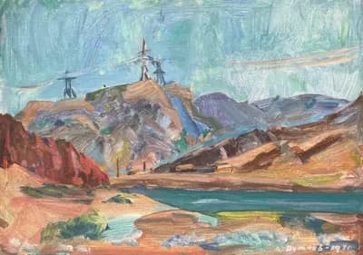 Без названия (1970). Дужнов Анатолий (1942–2003). картон, масло, 34,5×50 см