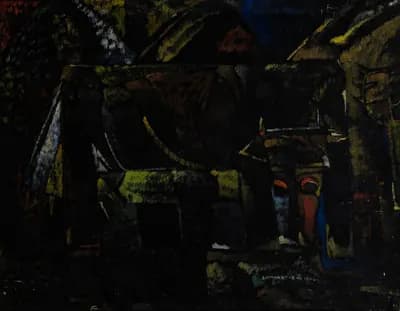 Корова и горы (1990). Есдаулет Аскар (р. 1962). холст, масло, 64×50 см
