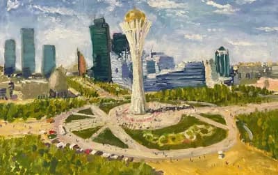 Астана (2019). Баймуханов Куандык (р. 1986). холст, масло, 73×46 см