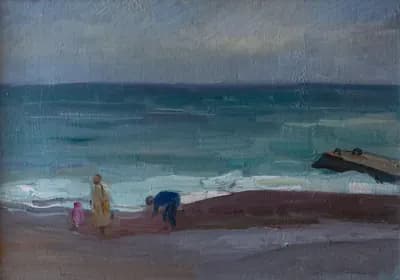 Берег моря в Гурзуфе (1987). Табиев Бахтияр (1940–1999). картон, масло, 70×50 см