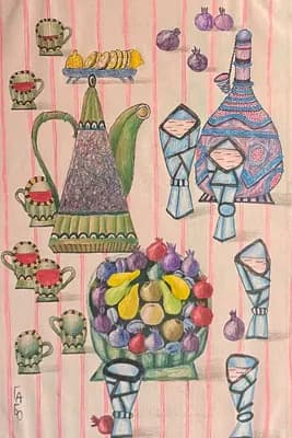 Утренний кофе (2008). Кусаиновы ГаБо. смешанная техника, 29×20 см