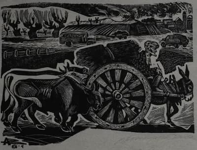 Новая дорога. Антощенко-Оленев Валентин (1900–1984). линогравюра, 27×37 см