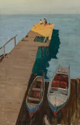 У причала. Леонтьев Леонид (1913–1983). холст, масло, 95×62 см
