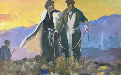 Встреча (1950). Брынских Любовь и Борис (1924–1998). холст, масло, 50×80 см