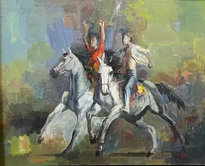 Всадники (2010). Омышев С. (р. 1958). холст, масло, 100,5×80,5 см