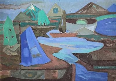 Парусы. Дужнова Татьяна (р. 1969). картон, масло, 35×25 см
