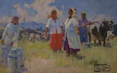 Молочная ферма. Есин Михаил (1922–2002). бумага, акварель, 51×32 см