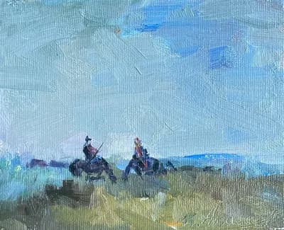 Этюд 11. Малшылар (2019). Акашев Курмангазы (р. 1964). картон, масло, 21×17 см