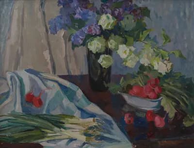 Весенний натюрморт (1970). Кужеленко Ольга (1911–2001). холст, масло, 85×65 см