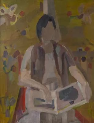 девушка с книгой Баян. Мамбеев Сабур (1928–2017). холст, масло, 125×100 см